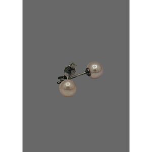 Vintage DK 925 Light Pink Cultured Pearl Stud Sterling Silver 6mm Pearl Earrings
